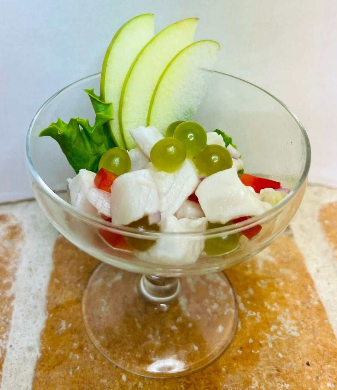 Try Ceviche with Paprika & Green Apple Fruit Pearls