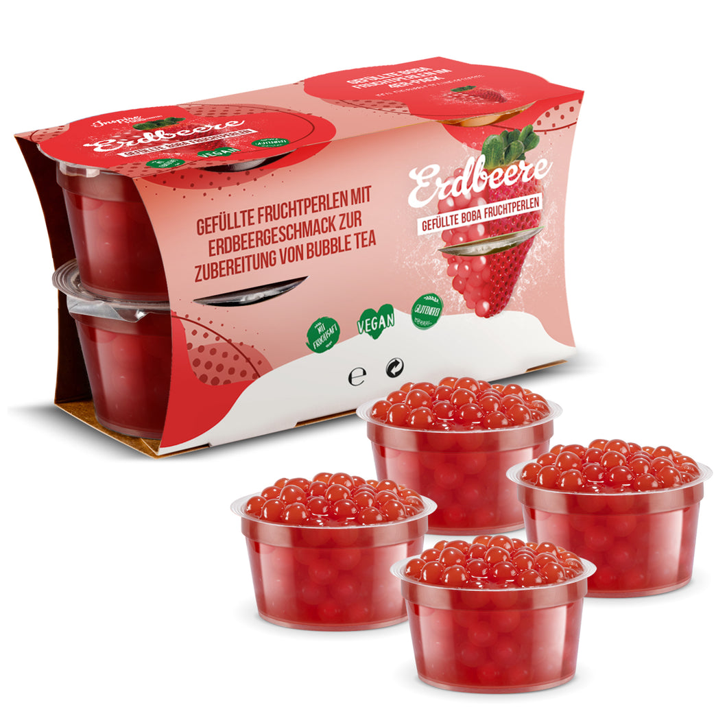 Strawberry Fruit Pearls 4 Pack  - 100 g Cups