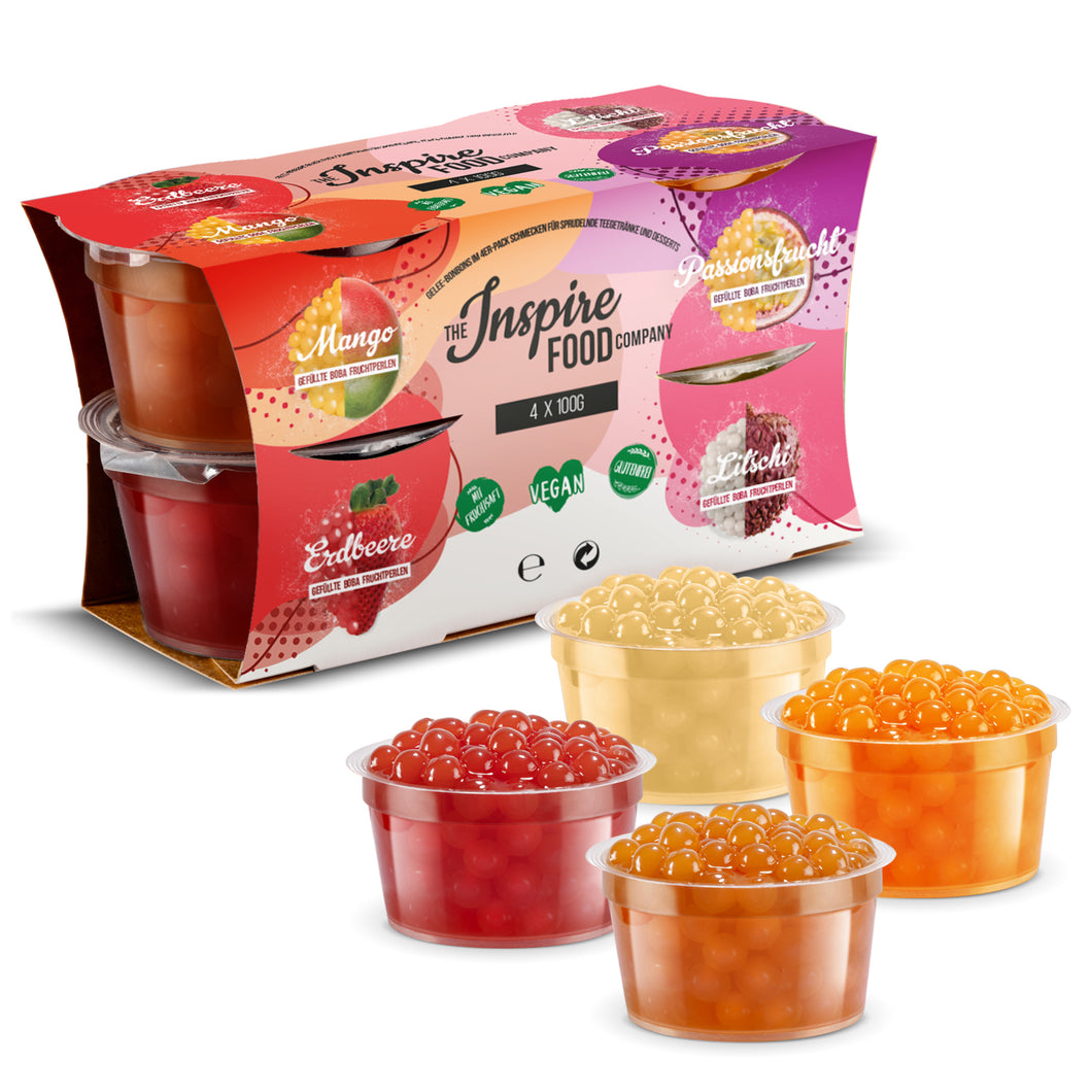 Tropical Fruit Pearls 4 Pack Mix - 100 g Cups