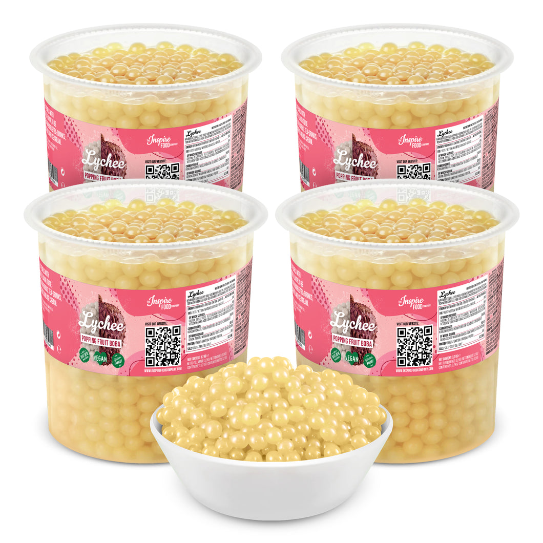 Lychee Popping Boba - Fruit Pearls - Product Labeled for USA Market